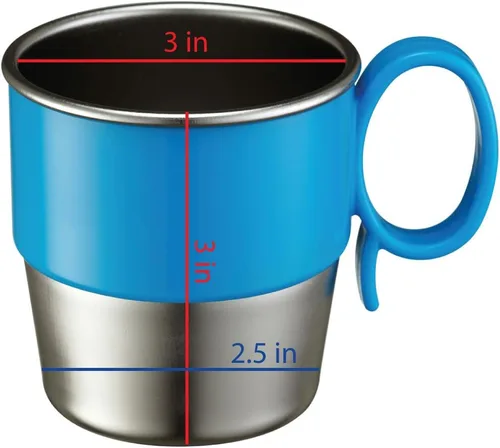 Miniatura 9 de Innobaby Din Din Smart - Taza de acero inoxidable (9 onzas) con asa para bebés, niños pequeños y niños. Sin BPA, azul
