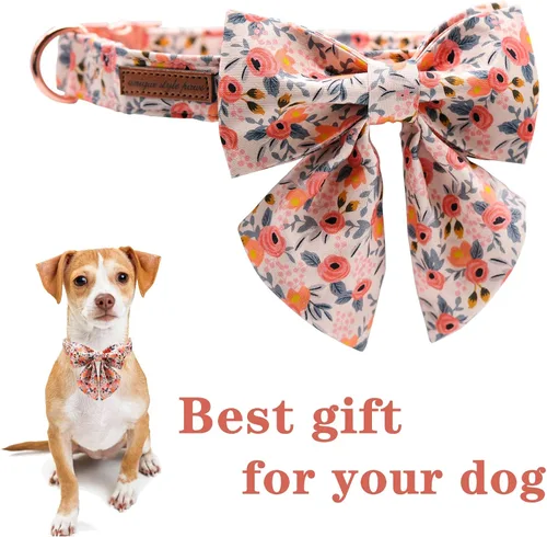 Miniatura 3 de Unique Style Paws - Collar para perros con lazo rosa ajustable, collares de cachorro para mascotas, para perros y gatos pequeños, medianos y grandes
