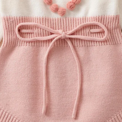 Miniatura 9 de Ursobutegl Mameluco de punto para bebé niña, suéter de manga larga, bordado floral, mameluco cálido, ropa de otoño e invierno