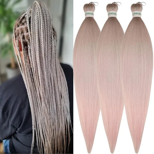 Miniatura 42 de Cabello estirado de fibra Kanekalon para trenzar con cabello humano, color oro rosado, 30 pulgadas