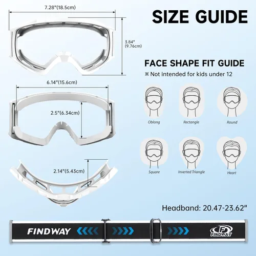 Miniatura 5 de Findway - Gafas de esquí para usar sobre anteojos, para nieve y snowboard, para hombre, mujer y jóvenes, 100 % protección contra rayos ultravioleta