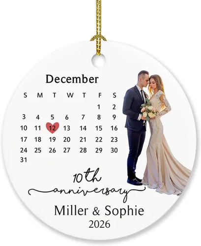 Miniatura 12 de Foto personalizada, adorno de matrimonio de nuestra primera Navidad 2023, regalo para novio, novia, señor y señora, foto y calendario, adorno