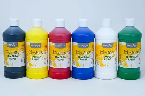 Miniatura 4 de Handy Art Little Masters - Pintura al temple de 16 onzas, juego de 6 colores, brillantes y mezclables, colores lavables para aula, estudiantes