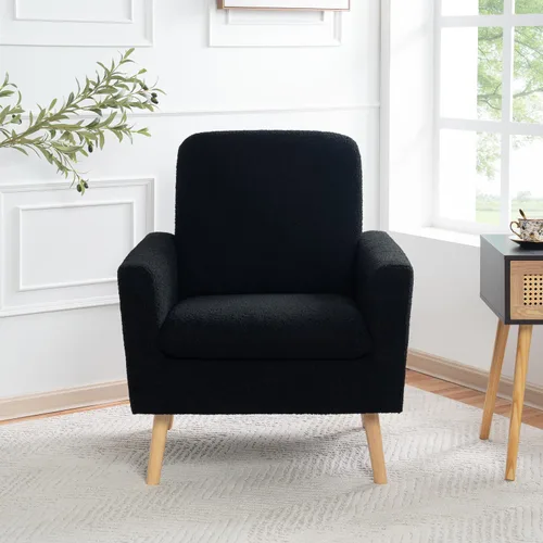 Miniatura 16 de Naomi Home Emma - Silla acentuada con botones copetados de imitación de cuero, silla de barril estilo midcentury moderno, sillón cómodo, sillas