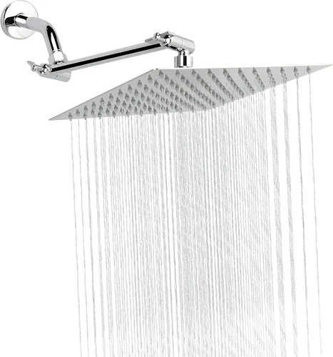 Miniatura 8 de NearMoon Cabezal de ducha de lluvia con brazo de extensión ajustable de 11 pulgadas, cabezal cuadrado grande de acero inoxidable de alto flujo