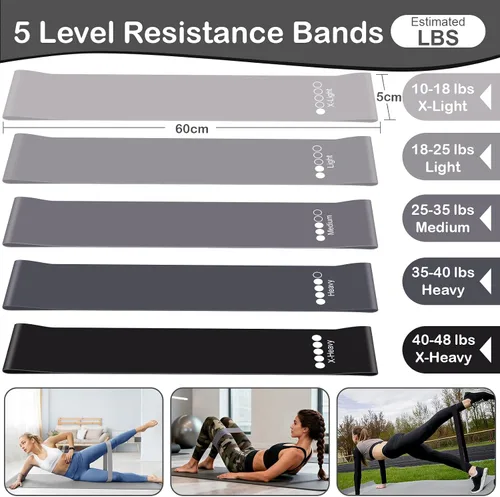 Miniatura 5 de Hoedia Kit de Pilates de 17 Piezas para Mujeres, Equipo de Pilates Anillo y Pelota Set con Bandas de Resistencia, Correa de Yoga, Deslizadores
