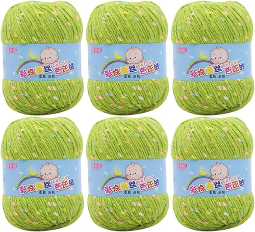 Miniatura 20 de Paquete de 6 hilos de ganchillo de algodón colorido para tejer suéter súper suave para mantas de bebé y ropa, sombrero, bufanda, 10.58 oz