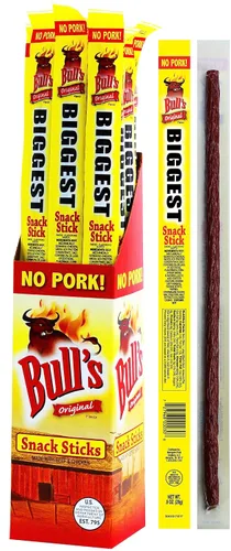 Miniatura 3 de Bull's Palitos de aperitivos originales de 0.9 onzas, caja de 24 unidades (hechos con carne de res y pollo, sin cerdo)