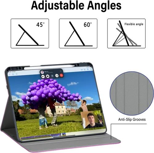 Miniatura 5 de HFcoupe Stitch - Funda para iPad Air 13 2026 M4 / 2025 M3 / 2024 M2, iPad Pro 12.9 6ª 5ª 4ª 3ª generación, soporte para lápices, soporte