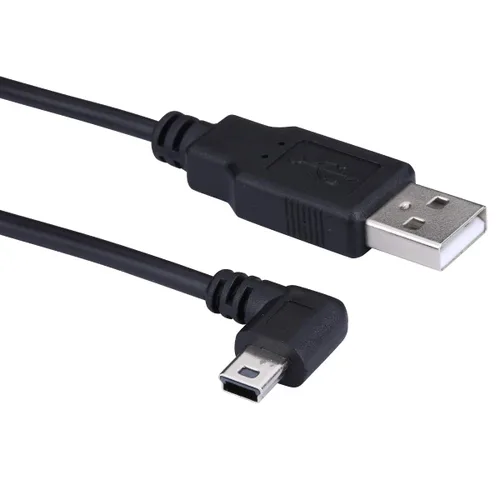Cable USB 2.0 extra largo de 16.4 ft a mini USB de 90 grados de ángulo izquierdo Cable de carga con 5 clips de cableado para Garmin Nuvi GPS Dash