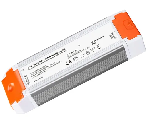 Controlador LED regulable de 60 W, fuente de alimentación regulable Triac ELV/MLV de 12 V, transformador de 120 CA a 12 voltios CC compatible con