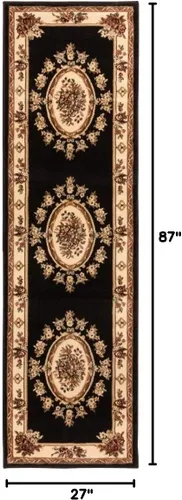 Miniatura 2 de Alfombra de pastoral con medallón de tejido suave y grueso, estilo europeo, con diseño floral y tradicional, fácil de limpiar, moderna, clásica