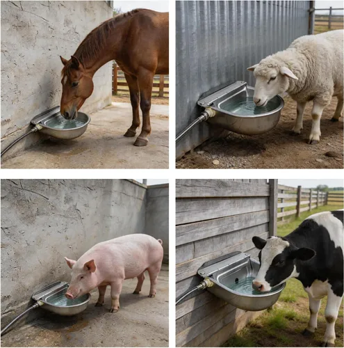 Miniatura 3 de Dispensador automático de agua para mascotas de acero inoxidable 304, comedero para perros grandes con manguera de acero de 40 pulgadas, 2 válvulas