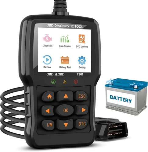 Beaspire Herramienta de diagnóstico del escáner OBD2, lector OBD2 de código de luz del motor con reinicio, preparación I/M, probador de batería,