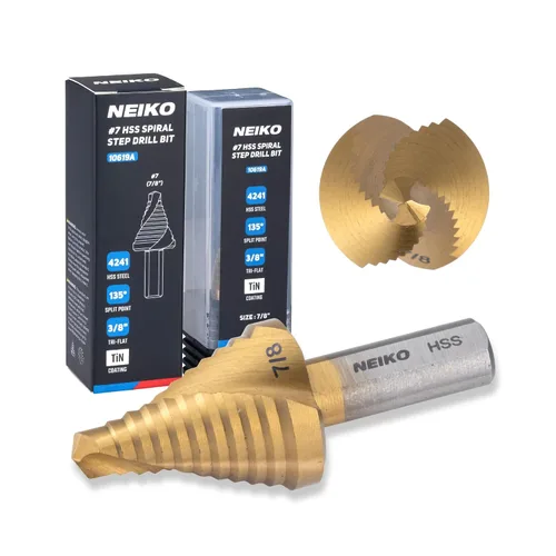 Miniatura 23 de NEIKO 10602B Step Drill Bit, 13 Steps 1/8" to 1/2" Spiral M35 Cobalt, AlTiSiN Coated, 1/4" Quick Change Step Bits for Steel, Metal, Wood, Plastic