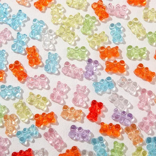 Miniatura 4 de 200 cuentas de oso acrílico transparente de oso de goma coloridas, lindo oso de cuentas para collares, pulseras, llaveros, joyería, manualidades