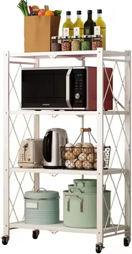 Miniatura 10 de Estantes plegables de almacenamiento con ruedas, organizadores plegables y estante de metal de almacenamiento, estantería para cocina, garaje, 5