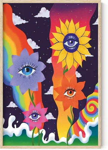 Miniatura 15 de HAUS AND HUES Póster de hongos trippy – Indie for Room Aesthetic Trippy Hippie Y2K, arte de hongos, imágenes indie, decoración de pared