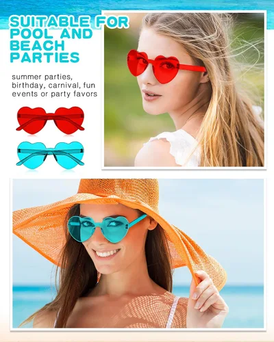 Miniatura 6 de Frienda 20 Pairs Heart Shaped Sunglasses Rimless Candy Color Glasses for Women Men Party Favor