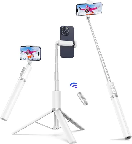 Miniatura 9 de ATUMTEK Trípode selfie stick de 62 pulgadas, trípode extensible de aluminio con control remoto Bluetooth recargable, compatible con teléfonos