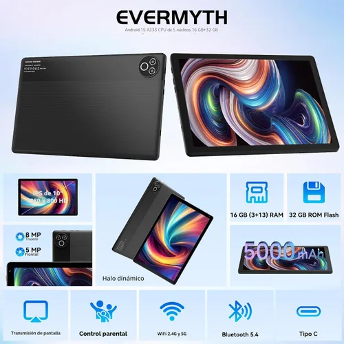 Miniatura 2 de Tablet de 10 pulgadas Android 15 OS GMS Tabletas PC certificadas 1.8 GHz 5-Core 16 (3+13) GB RAM 32 GB ROM 1 TB Expandible 1280x800 HD IPS Pantalla