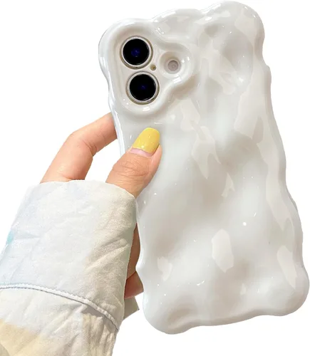 Miniatura 51 de XIZYO Funda para iPhone 13 de 6.1 pulgadas, bonito patrón de ondas, estético, 3D, rizado, ondulado, chapado en purpurina, para mujeres y niñas, Azul