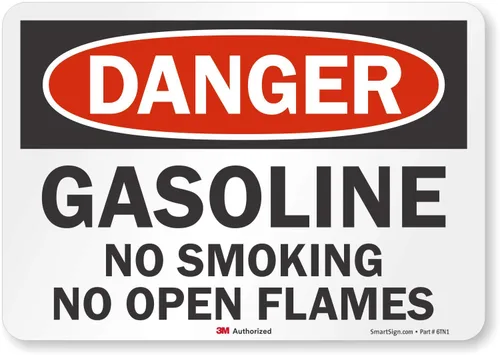 Miniatura 11 de SmartSign - U9-1240-ND_7x10 "Danger - Gasolina, No Smoking No Open Flames" Etiqueta Vinilo laminado de 7" x 10" Negro/Rojo sobre Blanco