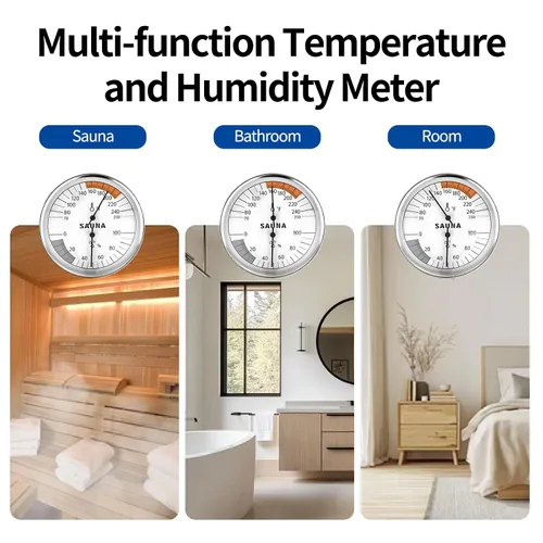 Miniatura 3 de Termómetro de sauna, termómetro de habitación interior, higrómetro 2 en 1 para baños de sauna, no requiere
