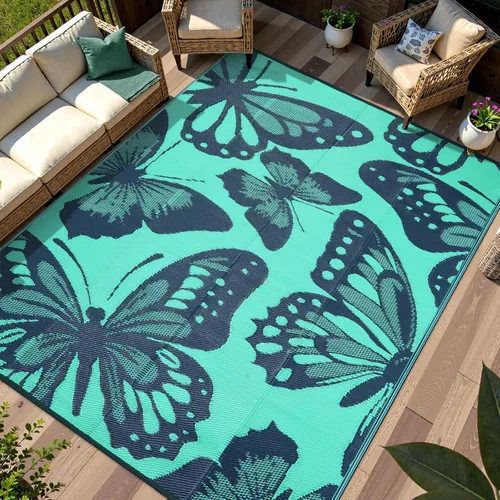 Miniatura 34 de Anidaroel Alfombras de exterior de 6 x 9 pies para patios, impermeables, reversibles, de plástico tropical, alfombra de campamento, alfombra grande