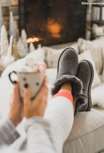 Miniatura 4 de Dearfoams Fireside Perth Shearling - Pantuflas de bota, forro de piel de oveja, para mujer