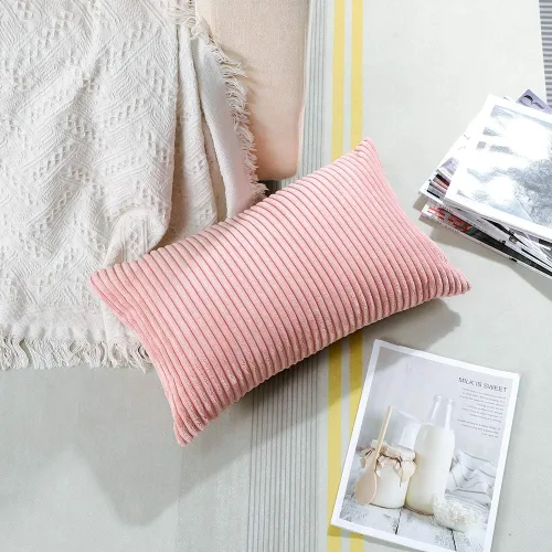 Miniatura 372 de Artscope Fundas de Almohada de Pana a Rayas Acogedoras Súper Suaves Decorativas Cuadradas Fundas de Cojín para Sofá Sillón Dormitorio Decoración