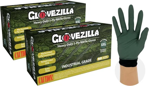 Miniatura 8 de Guantes industriales de nitrilo de 2 capas de 8.5 milésimas de pulgada de grosor, desechables, resistentes a desgarros, textura de diamante elevado