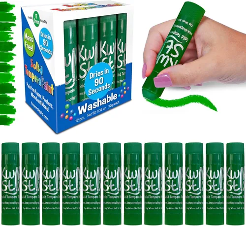 Miniatura 15 de Kwik Stix - Varillas de pintura de témpera sólidas, paquete de 12 unidades, color negro, lavables del mismo color, de secado rápido (90 segundos)