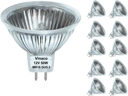 Miniatura 9 de Vinaco Paquete de 6 bombillas MR16 halógenas 20W 12V, 2800K blanco cálido, regulable, base GU5.3, 300 lúmenes, vida útil de 3000 horas