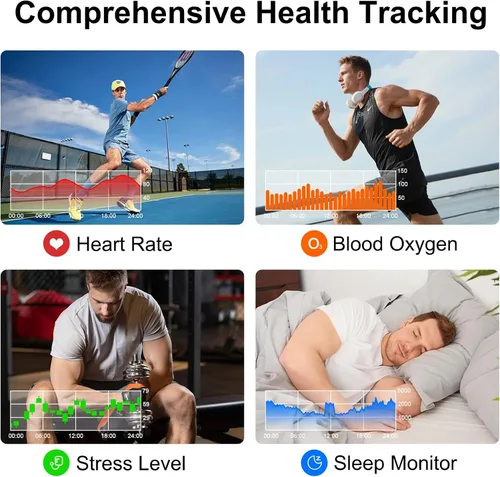 Miniatura 5 de Reloj inteligente con auriculares para hombre, pantalla HD de 2.01 pulgadas, reloj militar para responder/hacer llamadas, rastreador de fitness