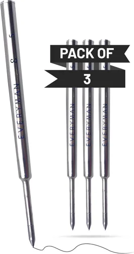 Recargas de bolígrafo de gel Everyman Blue Grafton Premium, punta fina de 0,5 mm, cartucho de tinta de metal de escritura suave, compatible con Azul