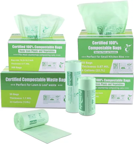 Miniatura 8 de Bolsas de compost, bolsas de basura compostables de 2.6 galones, bolsas compostables pequeñas de 300 unidades para contenedor de encimera extra