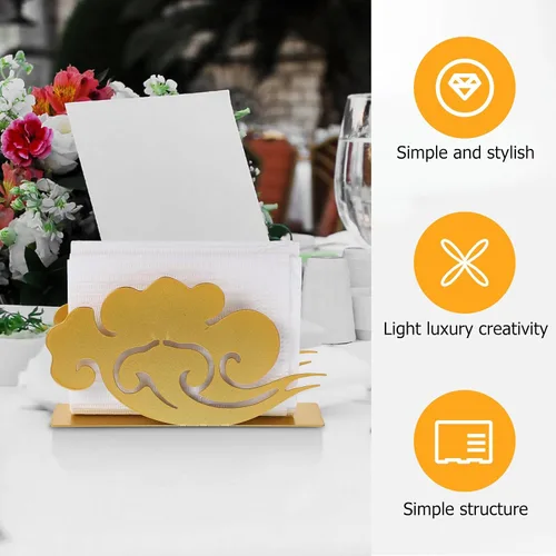 Miniatura 9 de SOLUSTRE Gold Metal Napkin Holder for Dining Table, Standing Paper Tissue Dispenser with Rustic Farmhouse Design, Kitchen Napkin Storage Organizer