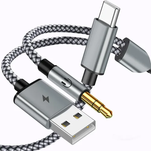 Miniatura 9 de Cable USB C a 3.5mm Aux con Cargador, Cable Estéreo Aux USB C a 3.5mm de 2 en 1 para Coche con Carga PD de 18W Compatible con iPhone 17/16/16e/15