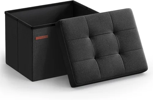 Miniatura 8 de SONGMICS Mazie Collection - Pequeña otomana plegable de almacenamiento, taburete reposapiés, 12.2 x 16.1 x 12.2 pulgadas, capacidad de carga de 286