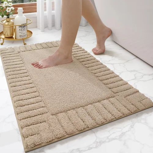 Miniatura 7 de LUMI Alfombras de baño antideslizantes con parte trasera de goma, alfombra de baño de microfibra de felpa extrasuave, absorbente, lavable a máquina