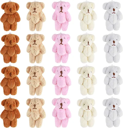 Skylety 20 piezas de 2.36 pulgadas mini oso de peluche conjunto de oso de peluche pequeño animal suave muñeca adorno mochila llavero accesorio DIY