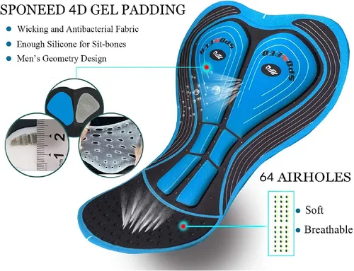 Miniatura 6 de sponeed - Ropa de ciclismo para hombres de manga larga para bicicleta de montaña de carretera camisa para bicicleta con pantalones acolchados