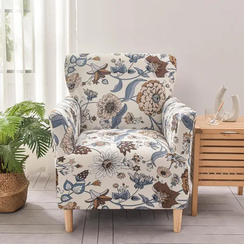 Miniatura 57 de LiveGo - Funda elástica para sillón de mediados de siglo moderno de 1 pieza, fundas de acento de jacquard para silla con brazos, fundas impermeables
