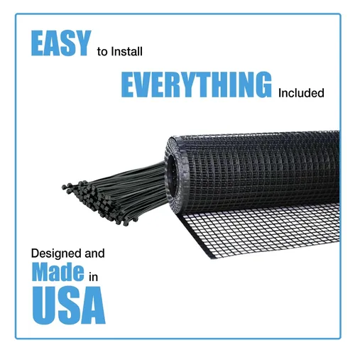 Miniatura 3 de KidKusion Protector de cubierta resistente, negro, 30 pies de largo x 3 pies de alto, fabricado en Estados Unidos; red de seguridad para balcón