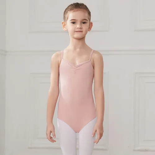 Miniatura 2 de HIPPOSEUS Girls Toddler Spaghetti Straps Camisole Dance Leotards CrossBowknot Back Ballet Dance Gymnastics Leotard