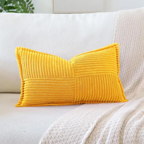 Miniatura 28 de OTOSTAR Fundas de almohada de pana a rayas con empalme, fundas de almohada bohemias súper suaves laterales decorativas con textura para sofá, cama