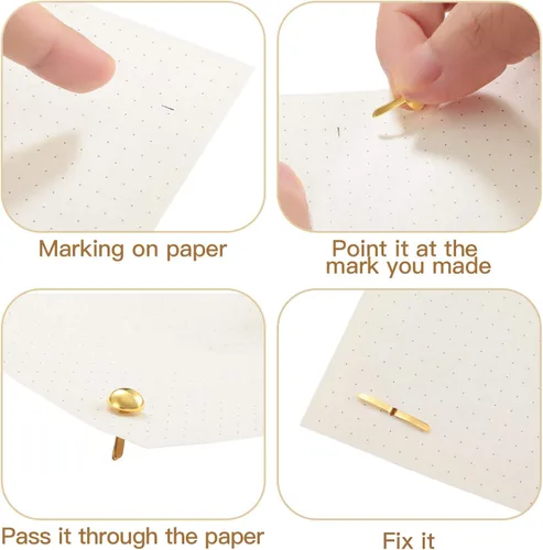 Miniatura 4 de Hotop 500 piezas de brads para manualidades de papel, sujetadores de papel de latón redondo de metal para arte y manualidades, suministros escolares