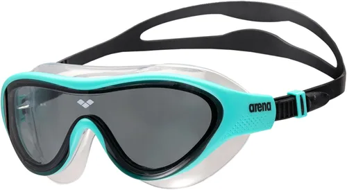ARENA Unisex Youth The One Junior Swim Mask Goggles for Boys and Girls Ages 6 to 12 Large Fit Polycarbonate Lens Humo Oscuro/Agua/Negro