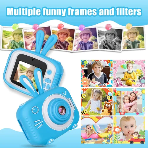 Miniatura 3 de Cámara infantil para niñas y niños de 3 a 12 años de edad, cámara selfie para niños, juguetes para bebés, conejito, cámara de video digital HD 1080P